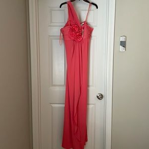 Max & Cleo Coral One-Shoulder Dress